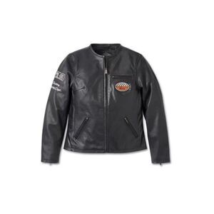 Harley Davidson 120TH ANNIVERSARY Cafe Racer leather Jacket Women's XL Black NWT